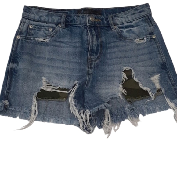 Blue Revival blue distressed jean shorts s… - Picture 1 of 14